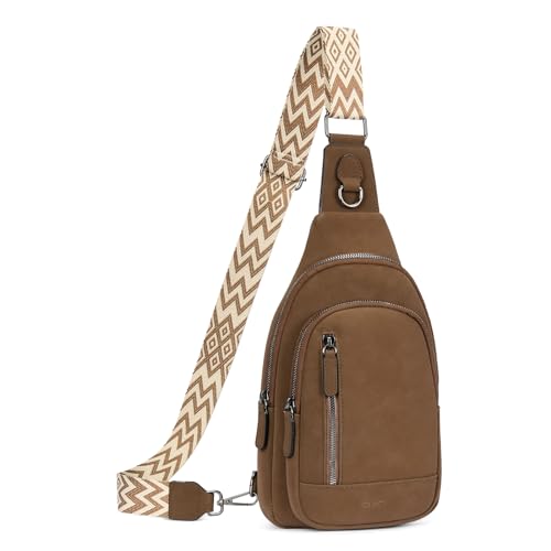 CLUCI Crossbody Bags for Women Men,Leather Sling Bag Cross Body Backpack for Woman Gifts for Women Birthday Unique - color: 1-1 Dark Brown Suede