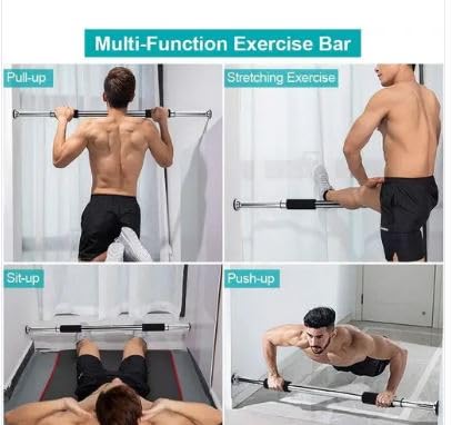 Saini_MEDICOS Pull Up Bars for Home Workout -Chin Up Bar Gym Accessories for Men Door Way Adjustable Hanging Rod Without Screw, Anti-Skid Grip, Strength Training Exercise Bar- Pullup Bar Red Black