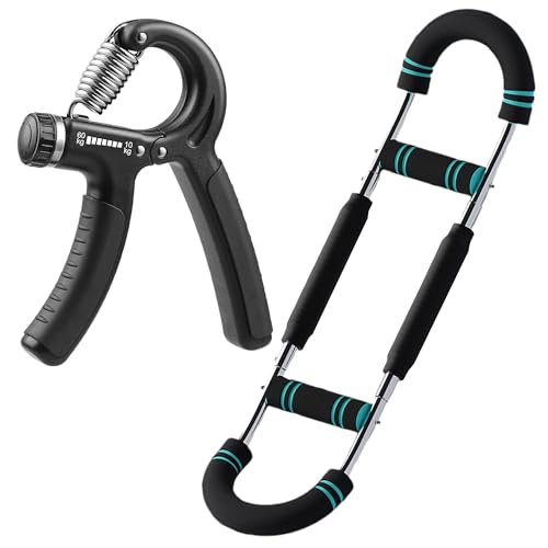 Arm Twister & Hand Grip Strengthener, Adjustable 30-80LB Chest and Arm Trainer with 10-60KG Grip Resistance for Forearm, Wrist, Chest & Upper Body Strength Training