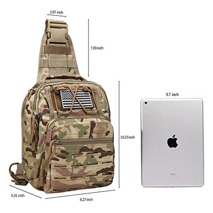 BOMTURN Tactical Backpack-1000D Waterproof Military Backpack/Laser-Cut/CCW Bags Sling Bag Tactical Satchel Shoulder Bag Men - color: Camo