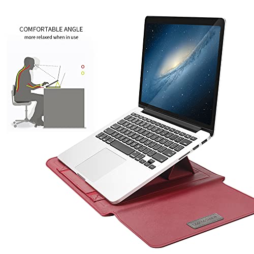 Laptop Sleeve 16-17" Case with Stand Compatible with Microsoft Surface Laptop 5/4/3/2 13.5", MacBook Air/Pro 13.3", PU Leather Sleeve for 15-16" Computers - Brown - color: Brown, size: 16-17 Inch