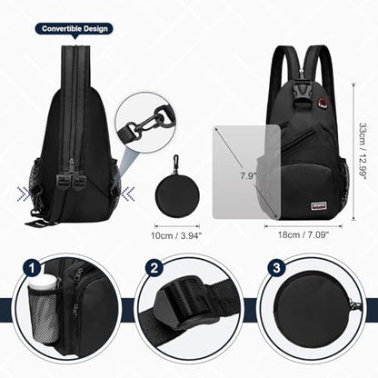 Convertible Sling Bag with Coin Pocket, 7.9" Tablet Crossbody Mini Backpack with Headphone Jack Casual Pack for Women Men Travel, Black - color: Black, size: Small
