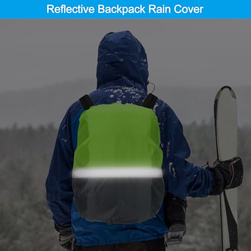 PATIKIL Waterproof Backpack Rain Cover, Non-Slip Ultralight Backpack Cover with Reflective Strip for Hiking Camping Traveling Cycling - color: Grey Green, size: X-Large