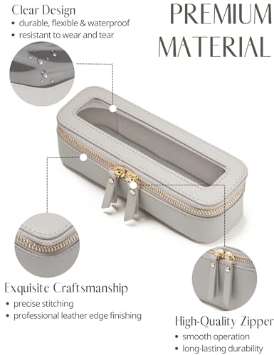 Popvibe Slim Makeup Brush Bag Travel Clear Toiletry Bag for Women Cute Make Up Bag for Traveling Cosmetic Bag Organizer Waterproof Tansparent Beauty Makeup Case Blue Gray - color: Beige Grey, style: Slim Sleek