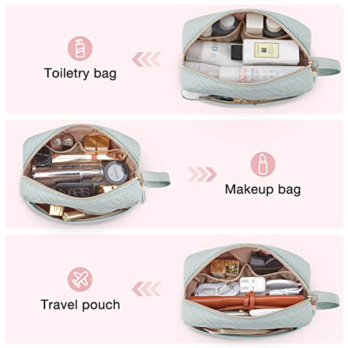 BAGSMART Makeup Bag, Cosmetic Bag for Purse,Travel Make Up Pouch,Water-resistant Toiletry Bag Elegant Roomy, Makeup Accessories Organizer, Light Blue - color: Ⅳ-Light Blue