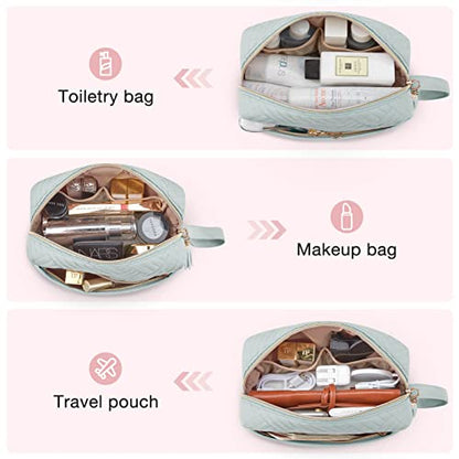 BAGSMART Makeup Bag, Cosmetic Bag for Purse,Travel Make Up Pouch,Water-resistant Toiletry Bag Elegant Roomy, Makeup Accessories Organizer, Light Blue - color: Ⅳ-Light Blue