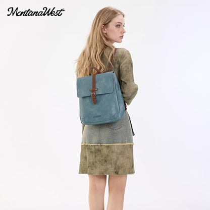 Montana West Backpack Purse for Women Casual Daypack Convertible Crossbody Backpack for Travel Work - color: Jean