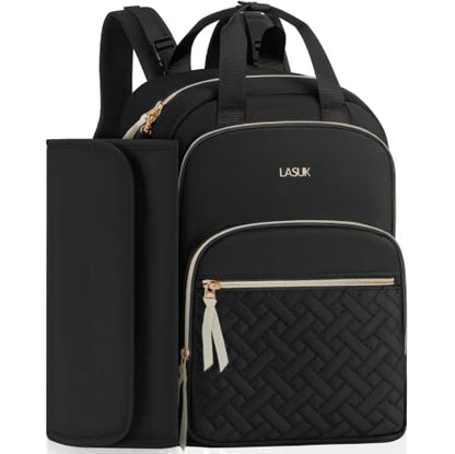 Diaper Bag Backpack, 27L Large Quilted Small Baby Bag with Changing Pad & Pacifier Case, Stroller Hooks, Easy-Access Baby Essential, Maternity Travel Backpack Unisex, Black - color: Black, size: Large
