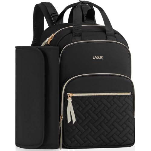 Diaper Bag Backpack, 27L Large Quilted Small Baby Bag with Changing Pad & Pacifier Case, Stroller Hooks, Easy-Access Baby Essential, Maternity Travel Backpack Unisex, Black - color: Black, size: Large