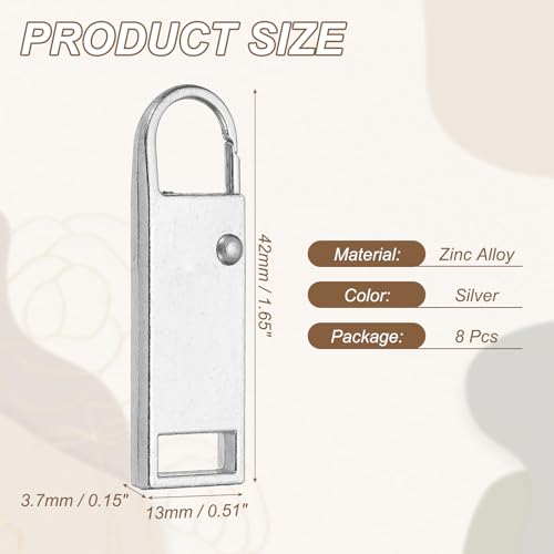 uxcell 8Pcs Zipper Pull Replacement, Metal Zipper Handle Mend Fixer Tab Repair for Luggage Suitcase Backpack Jacket Bags Boots Coat Handbags, Silver Large - color: Silver, size: Large