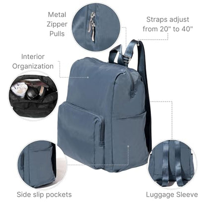 Baggallini Carryall Packable Backpack, Mist - color: Mist
