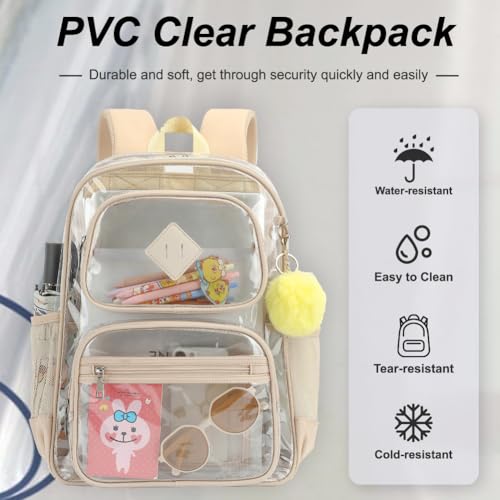 Heavy Duty Clear Backpack for Girls Boys Transparent School Bookbag Kids Durable PVC See Through Backpack- Yellew - color: Yellew