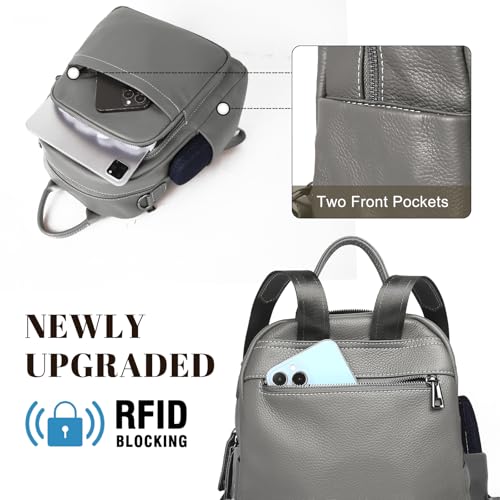 BOYATU Genuine Leather Backpack Purse for Women: Anti Theft Convertible Soft Backpacks - Elegant Womens Travel Backpack (04 Medium-Noble Grey) - color: 04 Medium-noble Grey