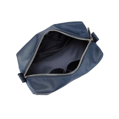Organizer Bag Lightweight Cosmetic Bag with Ring Clasp Perfect Travel Makeup Bag for Women nylon Stand Up Design (Navy Blue/Nylon) - color: Navy Blue/Nylon