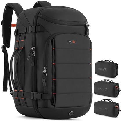 Tolaccea Travel Backpack Carry On 40L, Large Laptop Backpack with 3 Packing Cubes, Flight Approved Duffel Luggage Bag for Men Women, Water-resistant Business Rucksack Daypack, Fits 15.6" Laptop, Black - color: Black