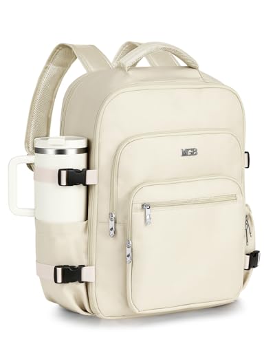 Travel Backpack for Women & Men, Carry On Personal Item Bag Flight Approved, Large Waterproof Laptop Backpack for Travel, Overnight, College & Commuting Beige - color: Beige