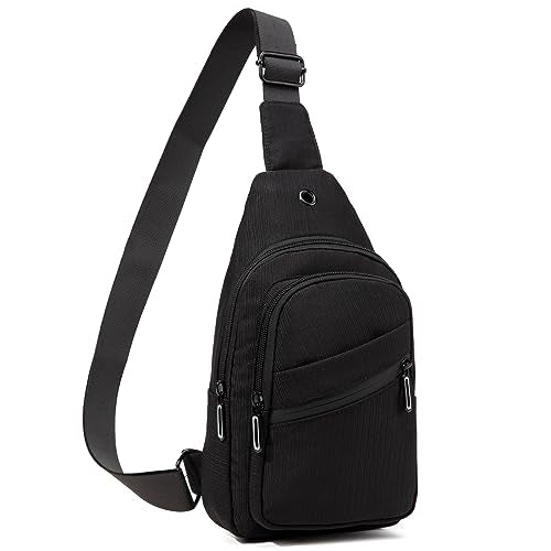 EVANCARY Small Sling Bag Crossbody Bags for Women Men, Sling Backpack Chest Daypack Cross Body Bag for Travel Outdoor - color: Dark Black