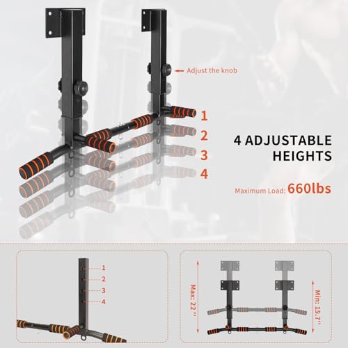 Pull Up Bar Wall Mounted: Adjustable Wall Joist Mount Pull Up Bar & Chin Up Bar for Home Gym Workout Strength Training Equipment