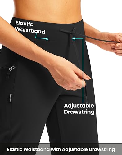 G Gradual Women's Capri Pants with 3 Zipper Pockets Lightweight Quick Dry Hiking Travel Capris Pants for Women Casual Summer - color: Black, size: Medium