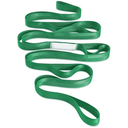 Yoga Stretch Strap – Multi-Loop Elastic Resistance Band for Exercise, Stretching, and Physical Therapy - color: green