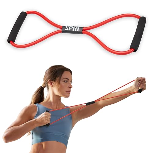 SPRI Ultra Toner Figure 8 Resistance Band with Padded Handles Great for Stretch, Exercise, Fitness Training, Yoga, Resistance Weights, Therapy, Gym or Home Workout Equipment. - style: Medium
