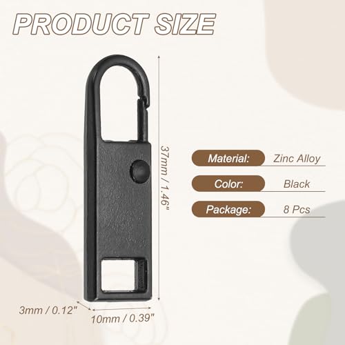 uxcell 8Pcs Zipper Pull Replacement, Metal Zipper Handle Mend Fixer Tab Repair for Luggage Suitcase Backpack Jacket Bags Boots Coat Handbags, Black Medium - color: Black, size: Medium