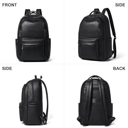 LATMAP Backpack Purse for Women Men Faux Leather Backpack, Travel Work Laptop Back Pack Teacher Bookbag fits 15.6" Laptop, Black - color: Style2-black1