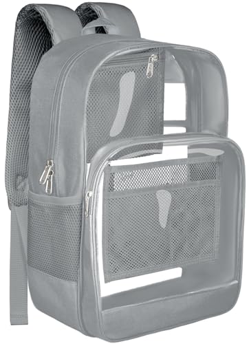 Clear Backpack for School Heavy Duty Clear Bookbag - color: Grey, size: Large