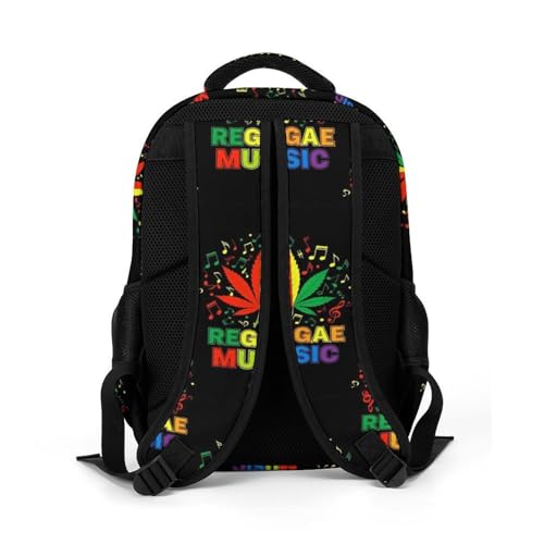 Casual Lightweight Laptop Backpack Rasta Reggae Music Note Weedleaf, Cute Travel Daypack with Tumbler Holder for College Nurse Teacher Work Commute - color: Pattern (327)