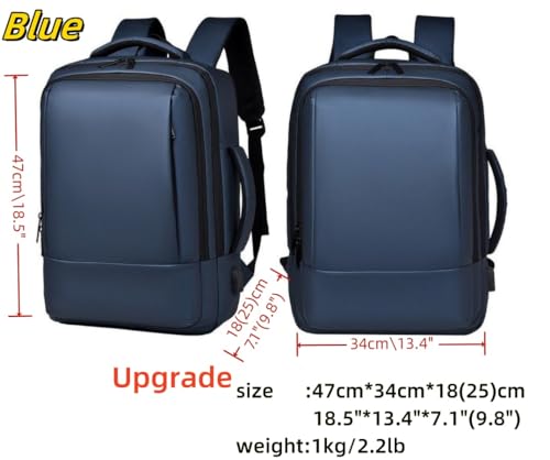 17/15.6" Business laptop backpack, PU Travel backpack,carry on backpack, Expandable laptop backpack Women Men,college backpack (02#updated, Blue) - color: 02#blue, style: 02#updated