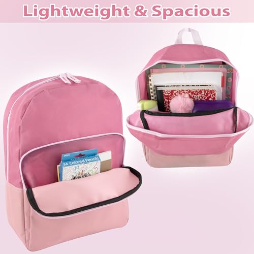 Trail maker 15 Inch Backpack for Girls, Preschool, Elementary & Middle School Students – Spacious Bookbag with Large Front Pocket, Adjustable Straps, Fits up to 13 Inch Laptop (Pink) - color: Pink