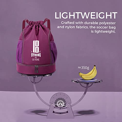 brooman Youth Soccer Bags Boys Girls Backpack for Soccer Basketball Volleyball & Football with Ball Compartment - color: Purple