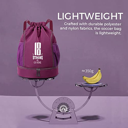 brooman Youth Soccer Bags Boys Girls Backpack for Soccer Basketball Volleyball & Football with Ball Compartment - color: Purple