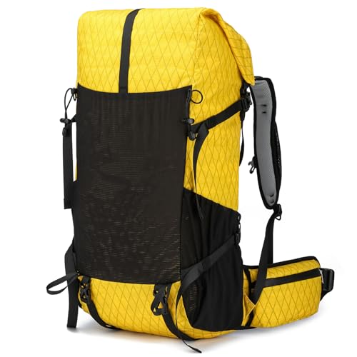 Hiking Backpack,40L to 50L Extra Large Capacity Hiking Bag,Internal Frame Camping Backpack,Upgraded X-PAC Lightweight Sport Daypack Travel Backpack Fit For Mountain Climbing Camping(Yellow) - color: Yellow