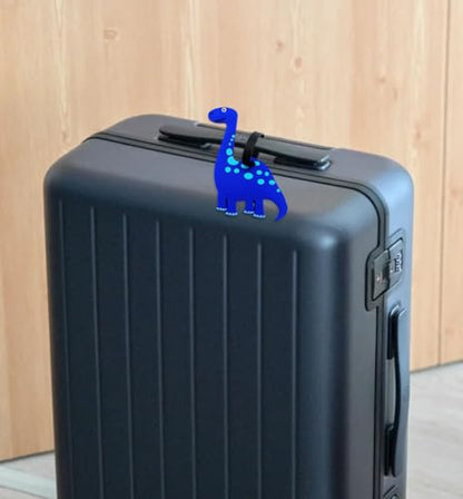 Cute Cartoon Dinosaur Silicone Luggage Tag Fun Triceratops Travel Bag Tag Personalized Labels for Cruise Airport (Blue-Diplodocus) - style: Blue-Diplodocus