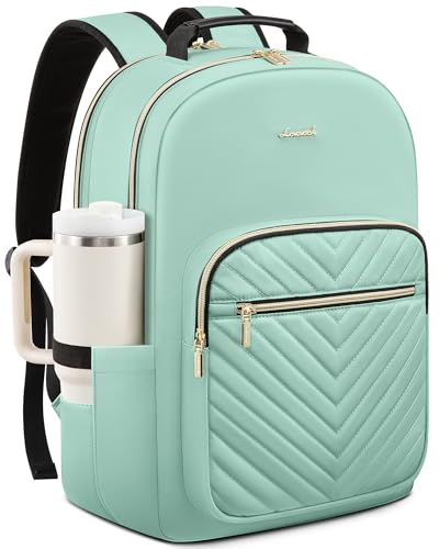 LOVEVOOK Laptop Backpack for Women with Giant Tumbler Holder 18.4 inch,Designer Travel Backpack Laptop Bag College Backpack,Quilted Work Nurse Teacher Backpack Purse Computer Bag Daypack,Mint Green - color: Mint Green, size: 18.4 inch with Tumbler Holder