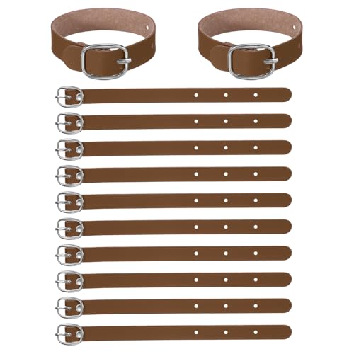 PATIKIL 15 Pcs Luggage Tag Strap, PU Leather Extender Buckle Straps Luggage Tags Strap Tag Holder Adjustable for Suitcase Hanging Accessories Travel, Brown - color: Brown