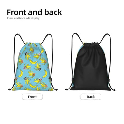 Gianlaima Funny Cat Banana Bananas Drawstring Bags Backpack Bag Sport Gym Sack String Bag Yoga Dance Travel Bag For Men Women - color: Black30