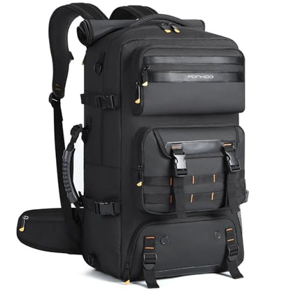Ponhog Travel Backpack for Men, 50L Carry On Flight Approved Convertible Duffle Bag with Shoe Compartment, 17 inch Laptop Luggage with USB Charging Port for Weekender Hiking, Black