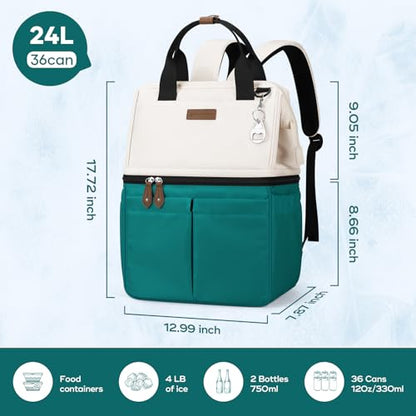 Maelstrom Cooler Backpack,Double Deck Insulated Bag,Leakproof Lunch Chest | 36 Can,Keeps Food Cold For 16h,Ergonomic, Lightweight. Perfect For Men, Women, Beach, Hiking,Camping, Travel, Work - color: 4.beige-green