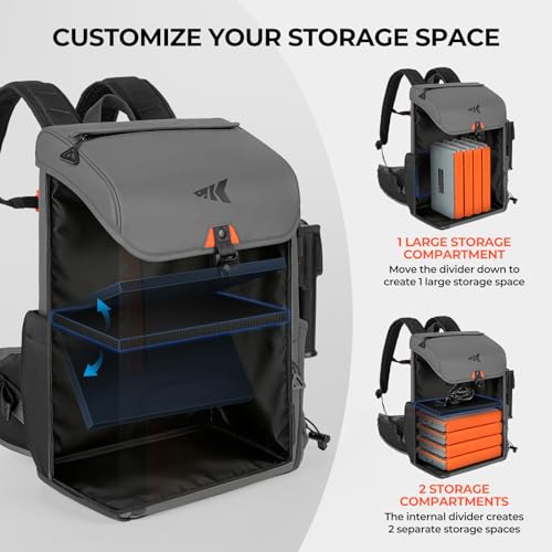 KastKing All Weather Fishing Tackle Backpack with 4 Waterproof Tackle Boxes & Removable Rod Holders,Waterproof ArmorShield Fabric Fishing Bag Storage Fishing Gear - color: A: Grey（With 4 Waterproof Tackle Boxes）