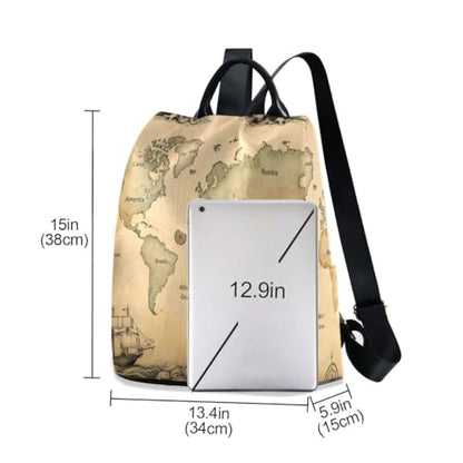 ALAZA Ancient Map Of The World Vignettes Compasses Dragons Sailboats Backpack Purse with Adjustable Straps for Woman Ladies - color: Multi 7
