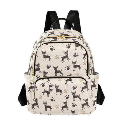 Black Dog Paw Print Mini Backpack Purse for Women Shoulder Bag Fashion Daypack Ladies Handbag Lightweight Travel Bag Rucksack - color: Black Dog Paw Print, size: Small
