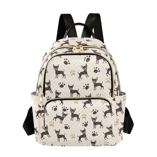 Black Dog Paw Print Backpack Purse for Women Shoulder Bag Fashion Daypack Ladies Handbag Lightweight Travel Bag Rucksack - color: Black Dog Paw Print, size: Medium
