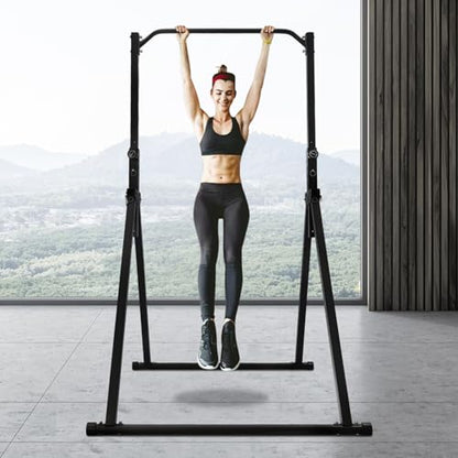 Gdrasuya10 Pull Up Bar Dip Station, Foldable Pullup Bar Free Standing, Height Adjustable Pull Up Bar for Home Gym Strength Training Fitness Equipment, 440LBS - size: Without Handle