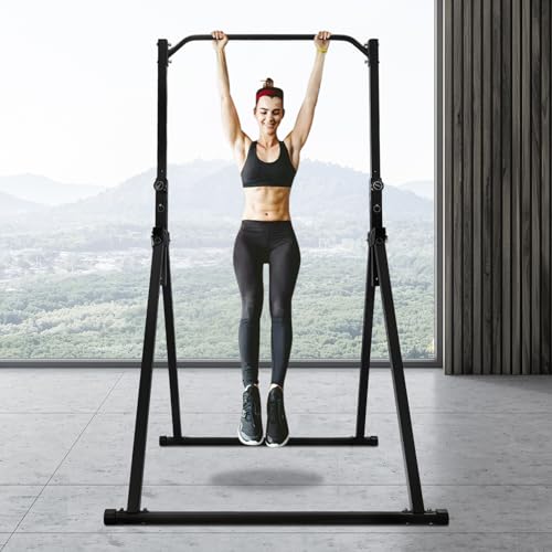Gdrasuya10 Pull Up Bar Dip Station, Foldable Pullup Bar Free Standing, Height Adjustable Pull Up Bar for Home Gym Strength Training Fitness Equipment, 440LBS - size: Without Handle
