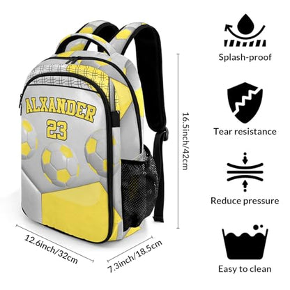 Sport Ball Athlete Player Soccer Yellow Primary Elementary School Bags Middle School Book Bags Dinosaur Bookbags for Preschool Child Grandson - color: Yellow