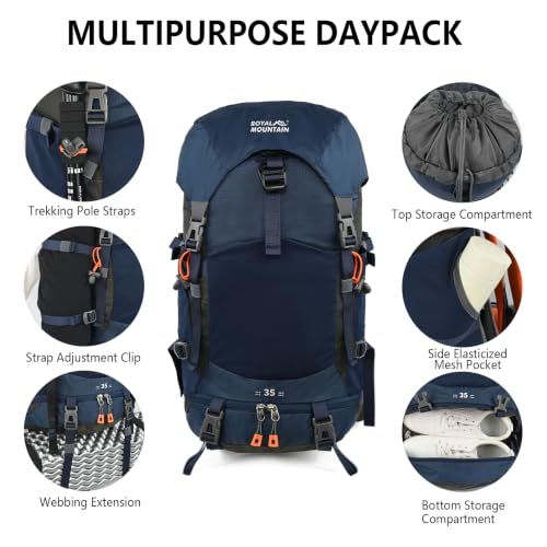 35L Hiking Backpack for Women men,Waterproof Camping Outdoor Backpacking Backpack for Travel lightweight Hiking Trekking Daypack - color: Blue