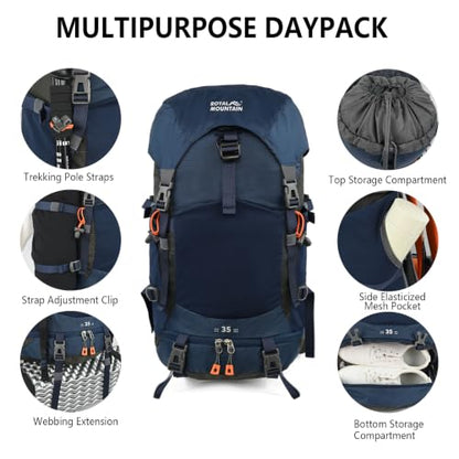 35L Hiking Backpack for Women men,Waterproof Camping Outdoor Backpacking Backpack for Travel lightweight Hiking Trekking Daypack - color: Blue