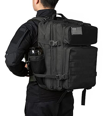 QT&QY 25L/45L Military Tactical Backpack For Men Molle Daypack 3 Day Bug Out Bag Hiking Rucksack With Bottle Holder - color: 45l 1.0 Black